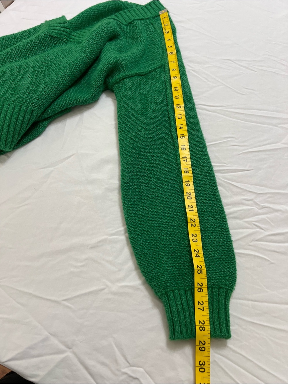 Free People Emerald Kelly Green Chunky Knit V-Neck Oversized Sweater L - Picture 5 of 8